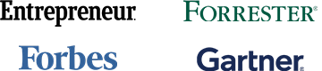 Gartner, Forrester, Entreprenuer and Forbes logos
