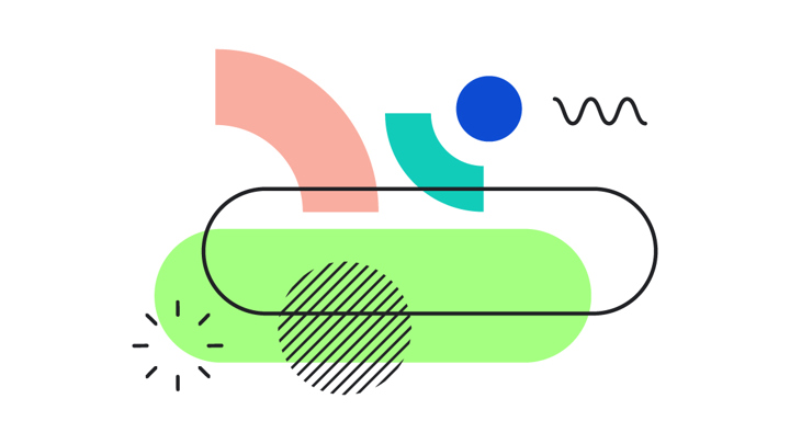 Multicolored abstract shapes demonstrating Siteimprove's new branding