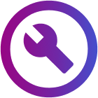 Gradient icon of a wrench inside of a circle.