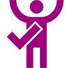 Plum icon of a person with a checkmark next to them.